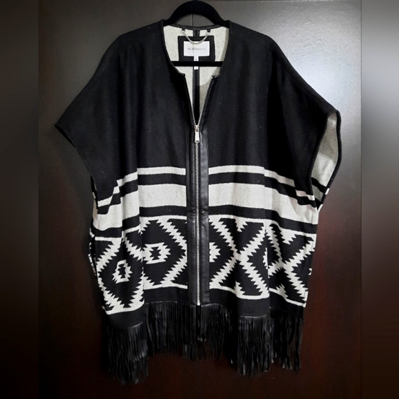 BCBG Wool Blend Poncho Style Zip Jacket - Picture 1 of 11